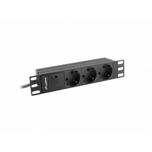 Listwa zasilająca Rack PDU 10 cali 1U 3x Schuko 2m 10A czarna C14-7812249