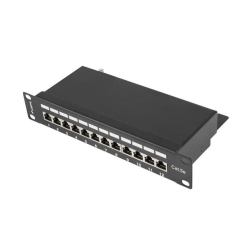 Patch Panel 12 Port 1U 10 cali kat.5e ekranowany czarny-7812580