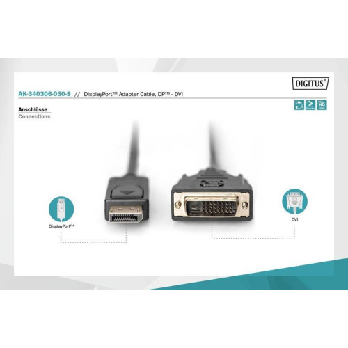 Kabel DisplayPort z zatrzaskiem 1080p 60Hz FHD Typ DP/DVI-D (24+1) M/M 3m-7812971