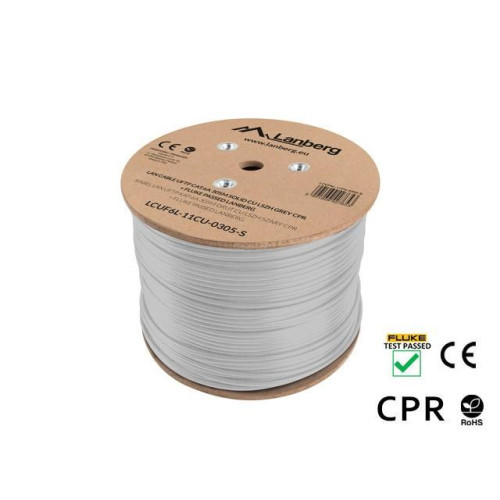 Kabel LAN UFTP Kat-6A 305M drut CU LSZH CPR+ fluke passed, szary-7815583