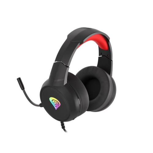 Słuchawki dla graczy Genesis Neon 200 z mikrofonem podświetlenie RGB Czarno-czerwone-7817689