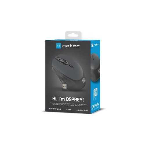 Mysz bezprzewodowa Osprey 1600DPI Bluetooth + 2.4GHz Czarno-szara-7820521