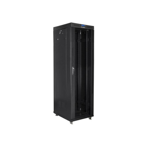Szafa instalacyjna rack stojąca 19 42U 600x800 czarna, drzwi szklane lcd (Flat pack)-7823263