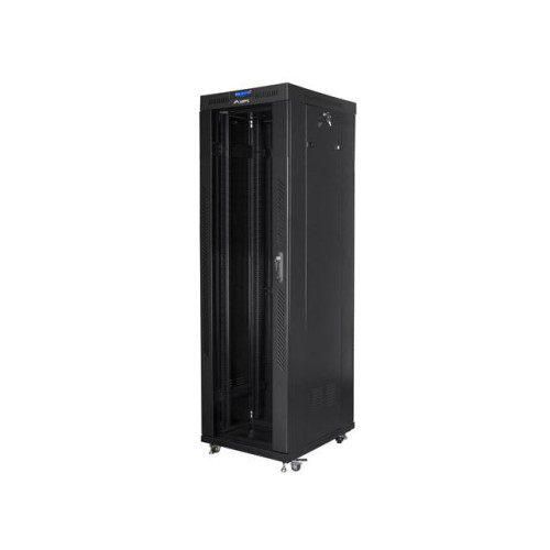 Szafa instalacyjna rack stojąca 19 42U 600x800 czarna, drzwi szklane lcd (Flat pack)-7823264