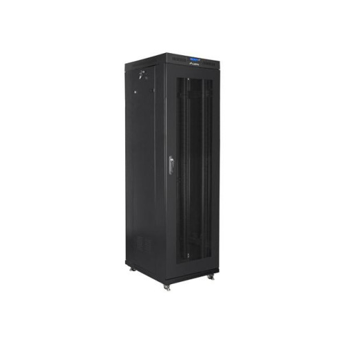 Szafa instalacyjna rack stojąca 19 42U 600x800 czarna, drzwi perforowane lcd (flat pack)-7823268