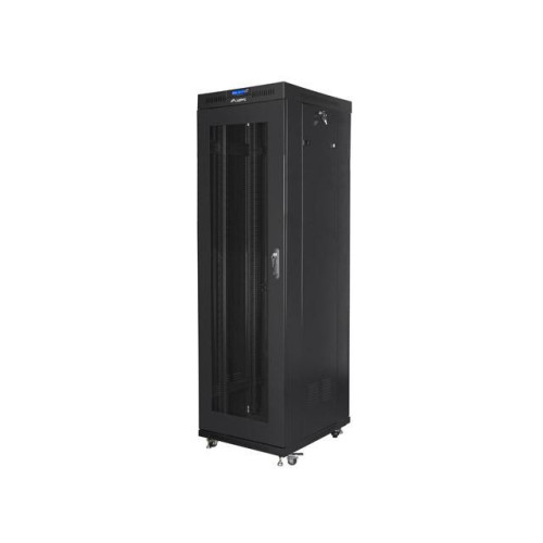 Szafa instalacyjna rack stojąca 19 42U 600x800 czarna, drzwi perforowane lcd (flat pack)-7823269
