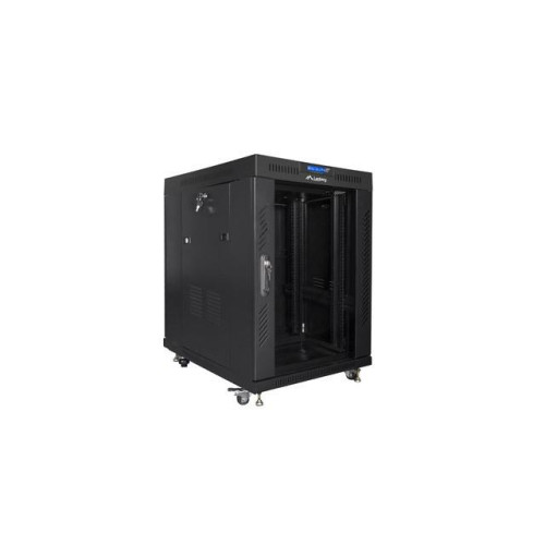 Szafa instalacyjna rack stojąca 19 15U 600x800 czarna, drzwi szklane lcd (flat pack)-7823273