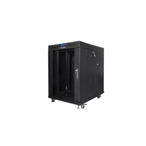 Szafa instalacyjna rack stojąca 19 15U 600x800 czarna, drzwi szklane lcd (flat pack)-7823274
