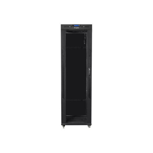 Szafa instalacyjna rack stojąca 19 42U 600x1000 czarna, drzwi szklane lcd (flat pack)-7823277
