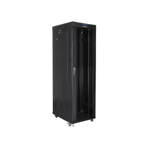 Szafa instalacyjna rack stojąca 19 42U 600x1000 czarna, drzwi szklane lcd (flat pack)-7823278