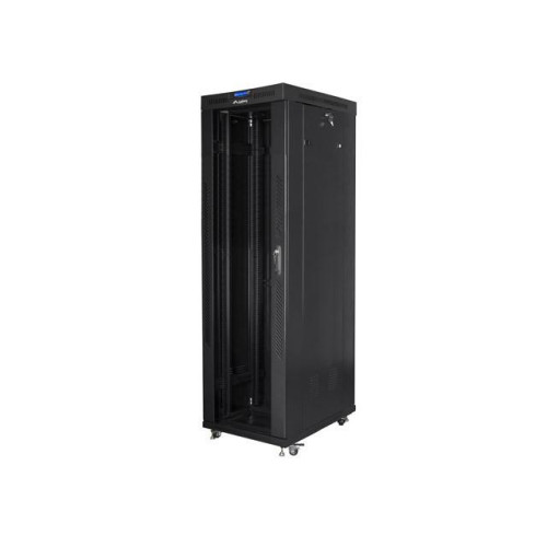 Szafa instalacyjna rack stojąca 19 42U 600x1000 czarna, drzwi szklane lcd (flat pack)-7823279