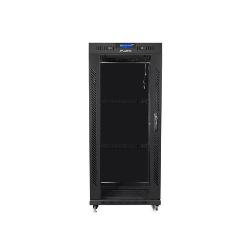Szafa instalacyjna rack stojąca 19 27U 600x600 czarna, drzwi szklane LCD (Flat pack)-7823282