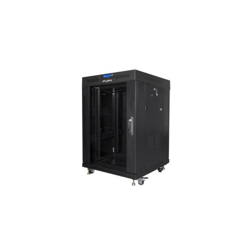 Szafa instalacyjna Rack stojąca 19 15U 600X600 czarna, drzwi sklane (flat pack)-7823635