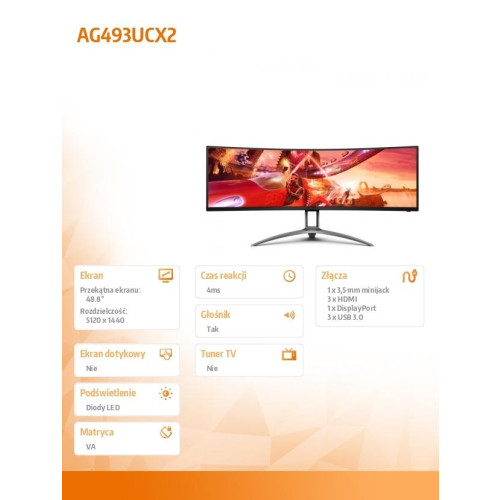 Monitor AG493UCX2 49165Hz VA Curved HDMIx3 DP -7824918