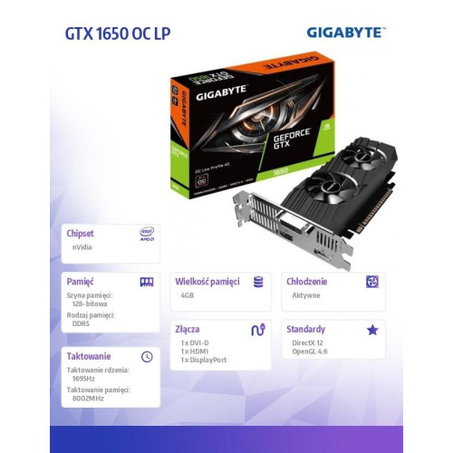 Karta graficzna GeForce GTX 1650 OC LP 4GB 128bit GDDR5 HDMI/DP/DVI-7825779