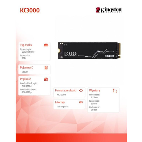 Dysk SSD KC3000 512GB PCIe 4.0 NVMe M.2-7826144