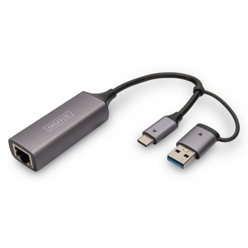 Karta sieciowa przewodowa USB 3.1 Typ C + USB A do 1x RJ45 2.5 Gigabit Ethernet 10/100/1000/2500Mbps-7827916