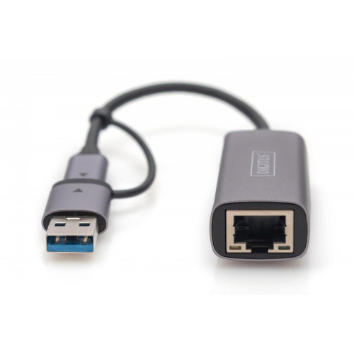 Karta sieciowa przewodowa USB 3.1 Typ C + USB A do 1x RJ45 2.5 Gigabit Ethernet 10/100/1000/2500Mbps-7827917
