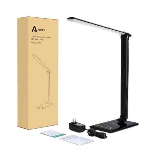 LT-T10 Black lampa biurkowa LED dotykowa | 12W | 3000-6500K | 7 poziomów ściemniania | 5 trybów świecenia-7833027