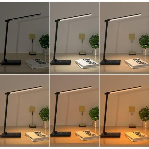 LT-T10 Black lampa biurkowa LED dotykowa | 12W | 3000-6500K | 7 poziomów ściemniania | 5 trybów świecenia-7833030