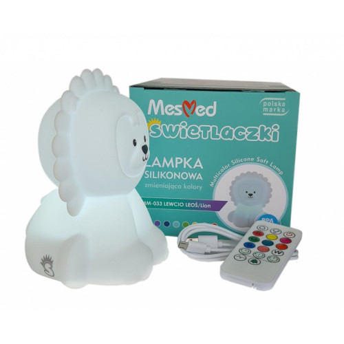Lampka nocna silikonowa z pilotem zmieniająca kolory Świetlaczek Lewcio Leoś-7836775