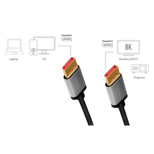 Kabel DisplayPort 8K/60 Hz,DP/M do DP/M aluminiowy 1m -7837842