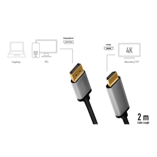 Kabel DisplayPort 4K/60 Hz,DP do HDMI aluminiowy 2m -7837845