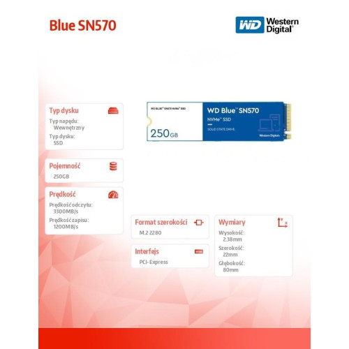 Dysk SSD Blue 250GB SN570 2280 NVMe M.2 Gen3 -7838273