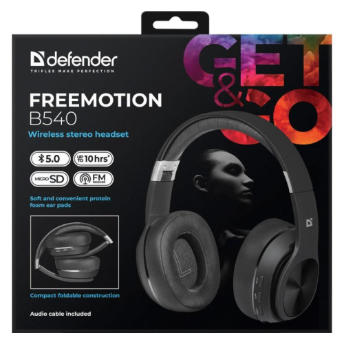Słuchawki bezprzewodowe nauszne FREEMOTION B540 czarne-7838819