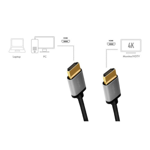 Kabel HDMI 4K/60Hz, aluminium 1m Czarny-7840126