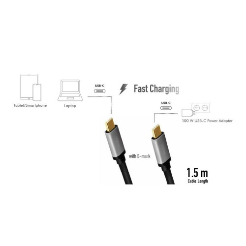 Kabel USB-C M/M, PD, aluminiowy 1.5m -7840271