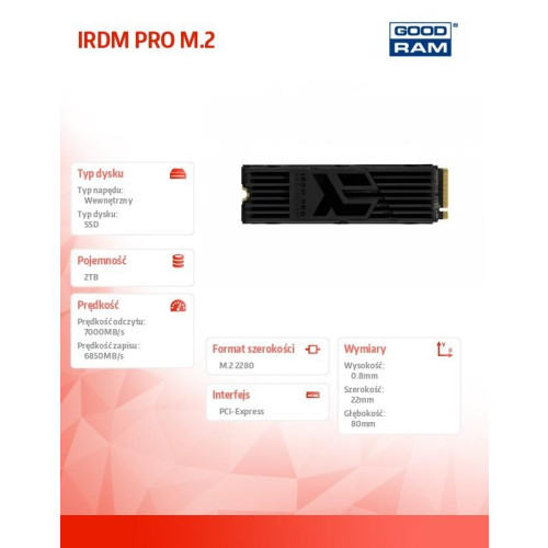 Dysk SSD IRDM PRO 2TB M.2 PCIe 4x4 NVMe 2280 7000/6850-7849682