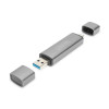 Czytnik kart 3-portowy USB Typ C/ USB 3.0 SuperSpeed SD Micro SD HQ aluminium Szary-7850002