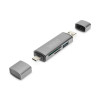 Czytnik kart 3-portowy USB Typ C/ USB 3.0 SuperSpeed SD Micro SD HQ aluminium Szary-7850008