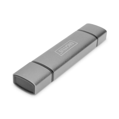 Czytnik kart 3-portowy USB Typ C/ USB 3.0 SuperSpeed SD Micro SD HQ aluminium Szary-7850001