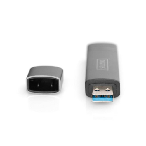Czytnik kart 3-portowy USB Typ C/ USB 3.0 SuperSpeed SD Micro SD HQ aluminium Szary-7850005