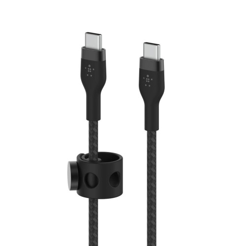 Kabel BoostCharge USB-C/USB-C silikonowy w oplocie 2m, czarny-7854880