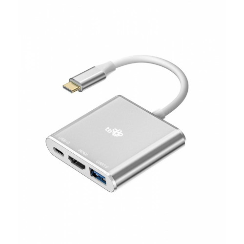 Adapter HUB USB C 3w1 - HDMI, USB, PD srebrny-7864422