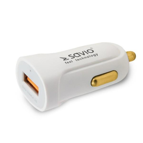 Ładowarka samochodowa Quick Charge 3.0A, biała, SA-05/W-7869032