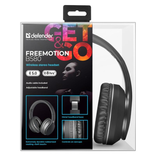 Słuchawki bezprzewodowe nauszne Freemotion B580 Czarne-7876764