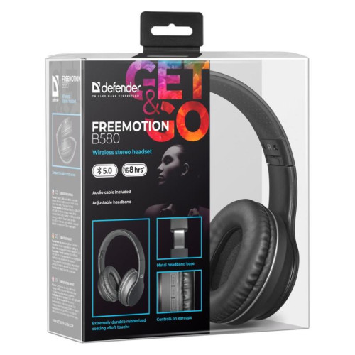 Słuchawki bezprzewodowe nauszne Freemotion B580 Czarne-7876765