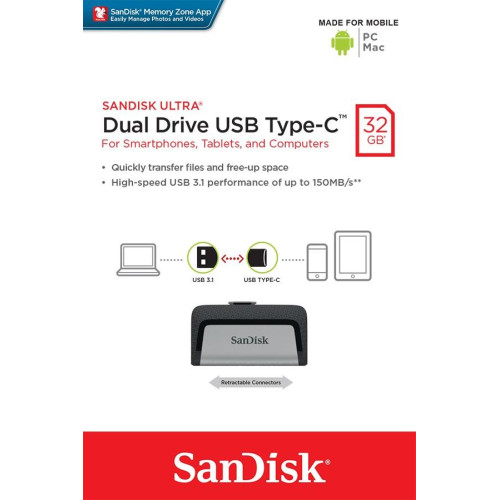 Pamięć Ultra Dual Drive 32GB USB 3.1 Type-C 150MB/s -787773