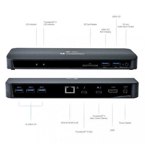 Stacja dokującaThunderbolt 3/USB-C Dual 4K Docking Station + USB-C to DisplayPort Cable (1,5m) + Power Delivery 60W -7878831