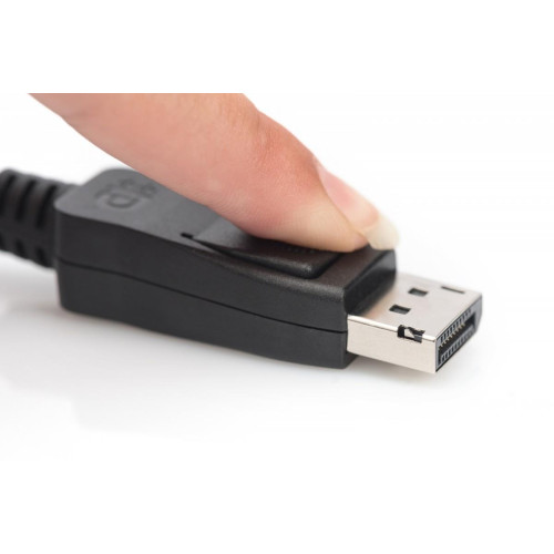 Kabel połączeniowy DisplayPort z zatrzaskami 8K 30Hz UHD Typ DP/DP M/M czarny 1m-788044
