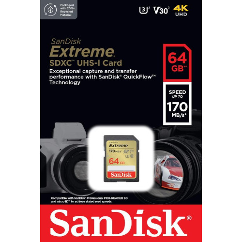Karta pamięci Extreme SDXC 64GB 170/80 MB/s V30 UHS-I U3 -7881367