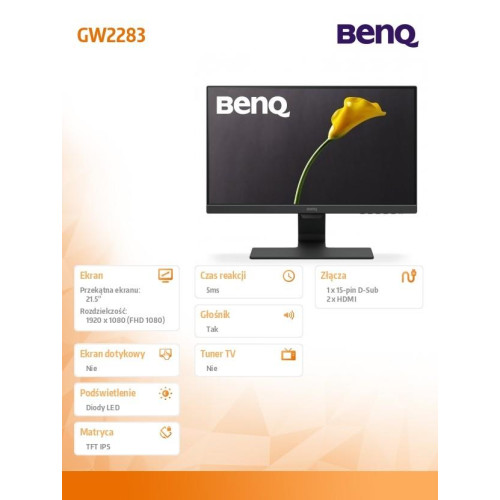 Monitor 22 GW2283 LED 5ms/IPS/20mln:1/GL/HDMI-788449
