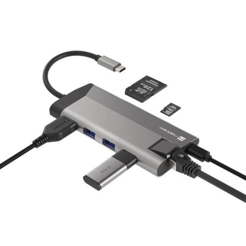 Stacja dokująca Multiport Fowler Plus USB-C PD, 3x USB 3.0, HDMI 4K, RJ45, SD, micro SD -7885091