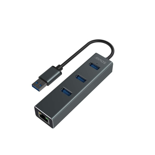 Hub AK-58 3-portowy USB-A 3.1 Gen 1 z adapterem RJ-45 Gigabit Ethernet, Ak-58-7886768