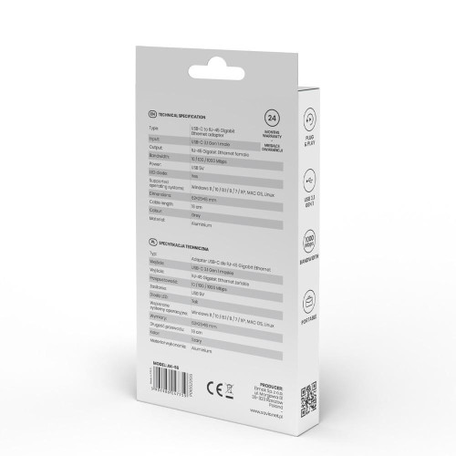 Adapter USB-C 3.1 Gen 1 do RJ-45 Gigabit Ethernet, AK-56-7889109