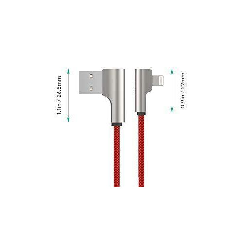 CB-AL01 Red OEM nylonowy kabel USB - Lightning | 2m | wtyki 90 stopni | certyfikat MFi-7894877